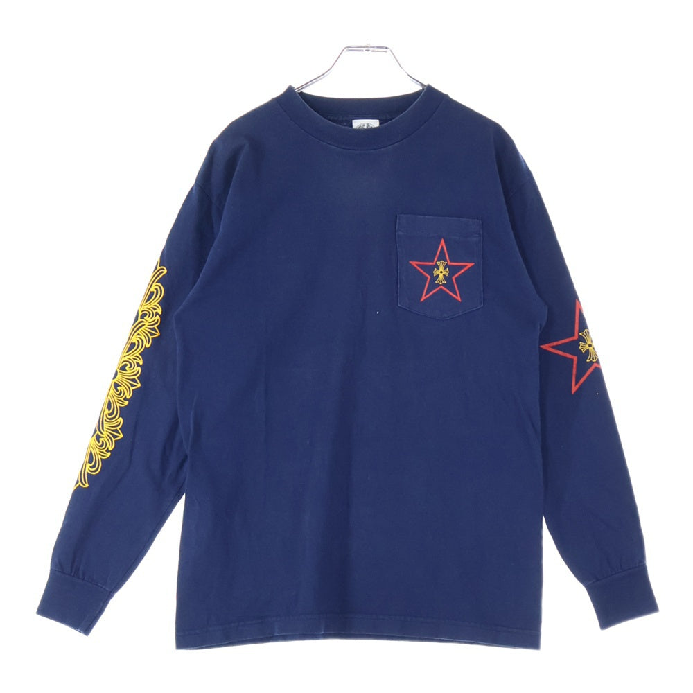 CHROME HEARTS(クロムハーツ) OLD STAR CH PLUS L/S TEE オールド スター フローラル インテレクチュアルギャラリー クルーネック ロングスリーブ 長袖Tシャツ カットソー ネイビー