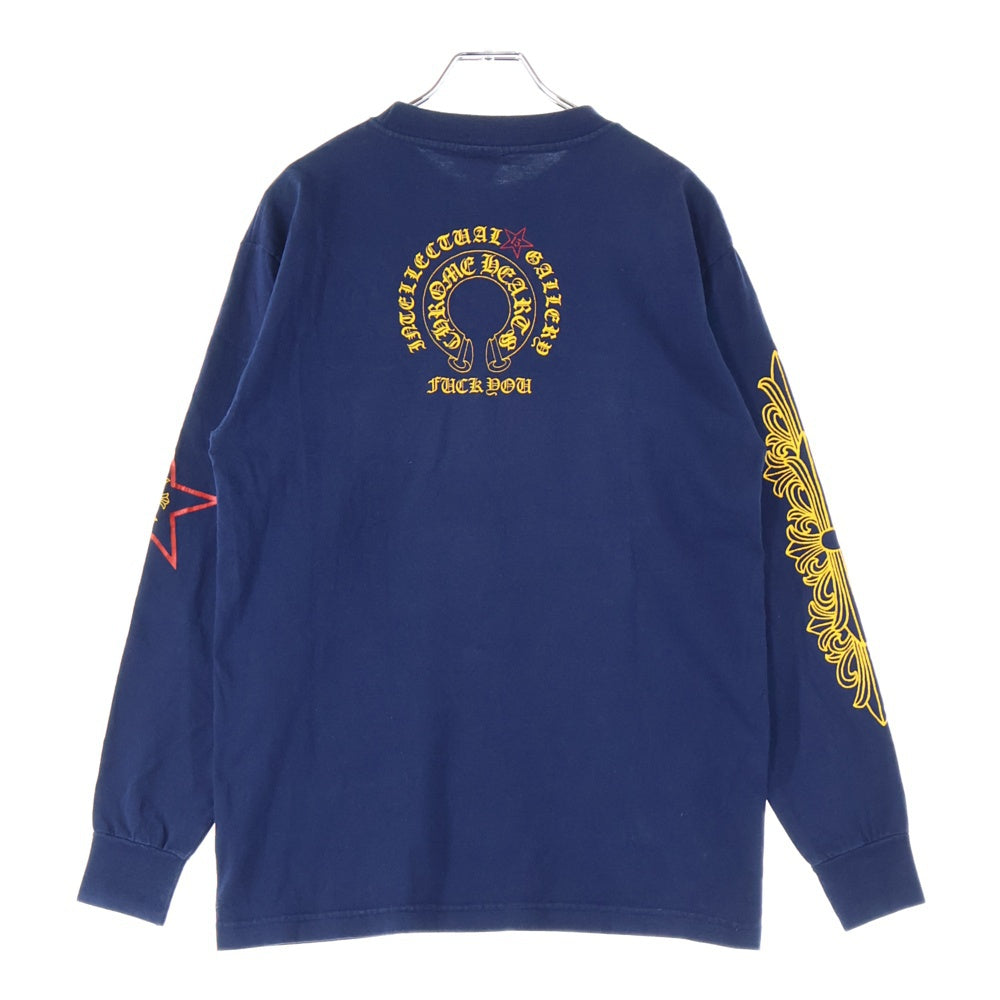 CHROME HEARTS(クロムハーツ) OLD STAR CH PLUS L/S TEE オールド スター フローラル インテレクチュアルギャラリー クルーネック ロングスリーブ 長袖Tシャツ カットソー ネイビー