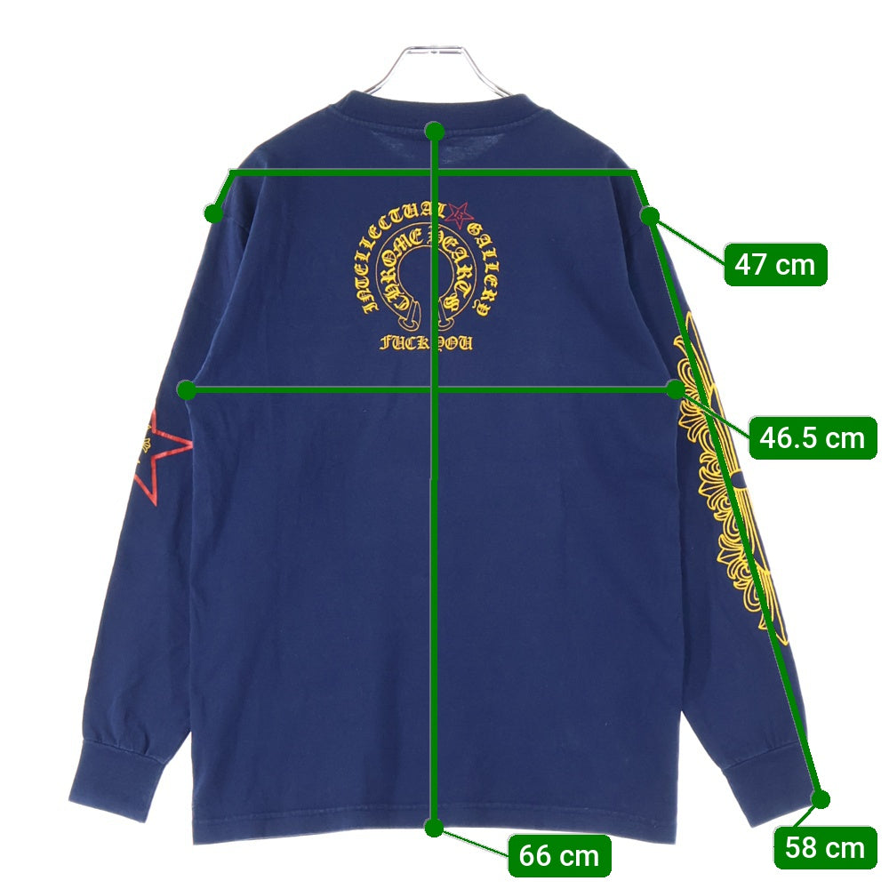 CHROME HEARTS(クロムハーツ) OLD STAR CH PLUS L/S TEE オールド スター フローラル インテレクチュアルギャラリー クルーネック ロングスリーブ 長袖Tシャツ カットソー ネイビー