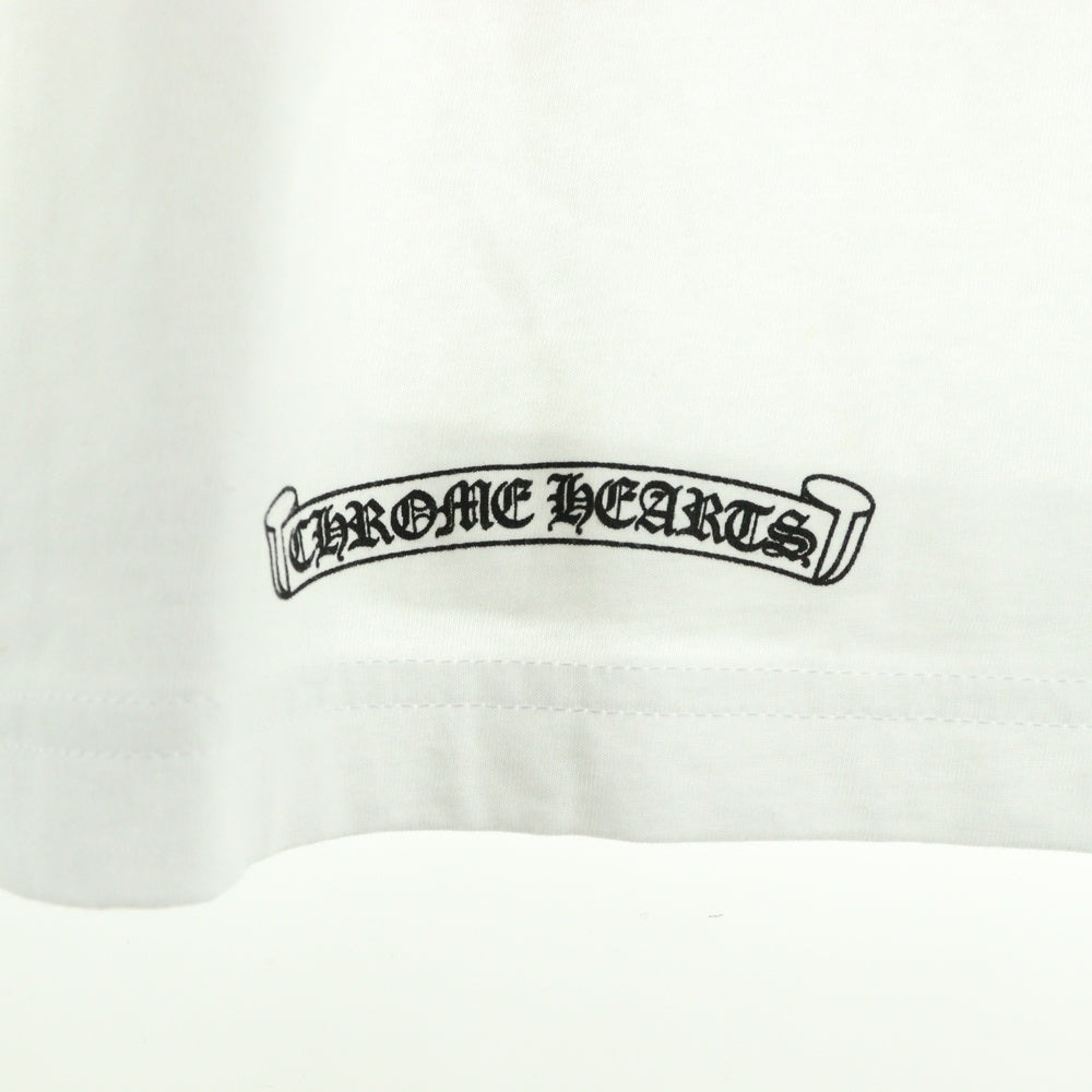 CHROME HEARTS(クロムハーツ) Neck Logo L/S Tee ネックロゴ プリント ロングスリーブ 長袖Tシャツ カットソー ホワイト/ブラック
