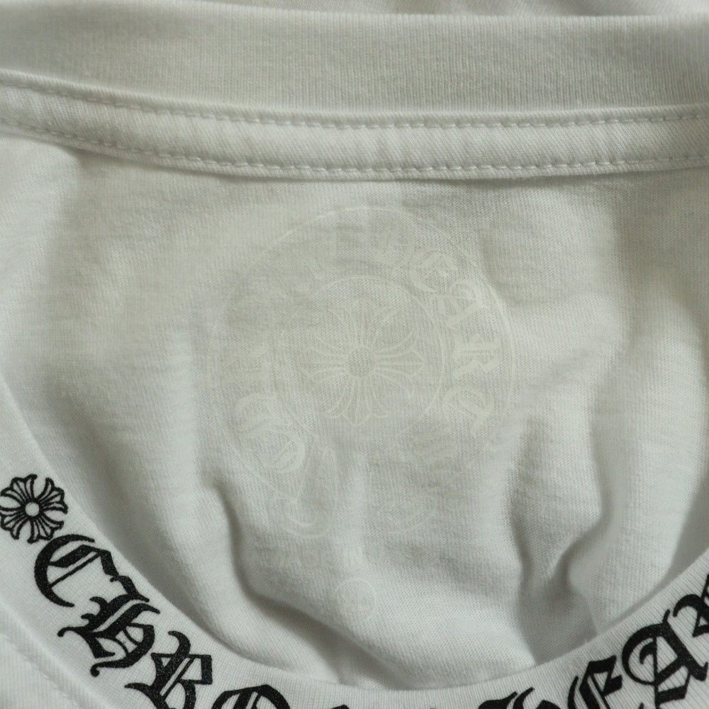 CHROME HEARTS(クロムハーツ) Neck Logo L/S Tee ネックロゴ プリント ロングスリーブ 長袖Tシャツ カットソー ホワイト/ブラック