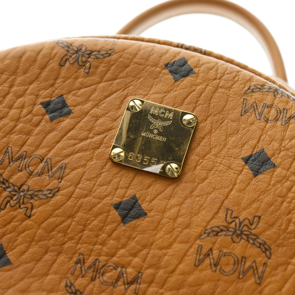 MCM(エム シー エム) ヴィセトス サイドスタッズ レザーバックパック リュック ブラウン MMK7AVE99CO001 11281904