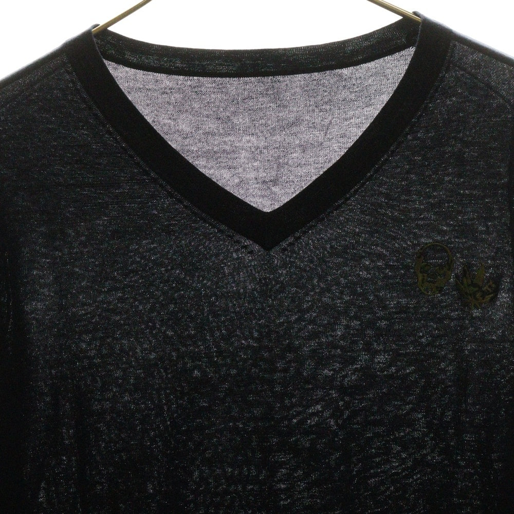 lucien pellat-finet(ルシアンペラフィネ) Skull Camouflage Knit Sweater スカル刺繍 ライトセーター ニット ネイビー