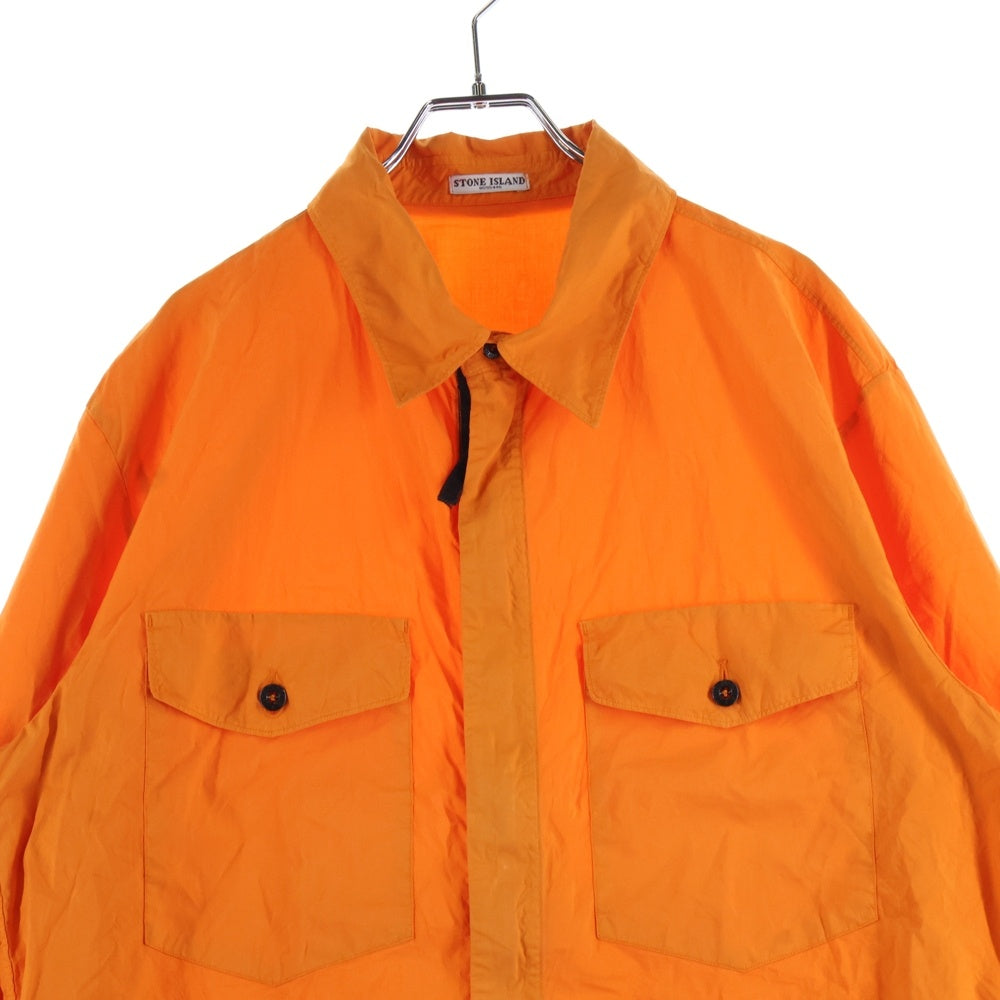 STONE ISLAND(ストーンアイランド) 04SS ロゴ刺繍 2ポケット ジップアップ 長袖シャツジャケット オレンジ 40151801