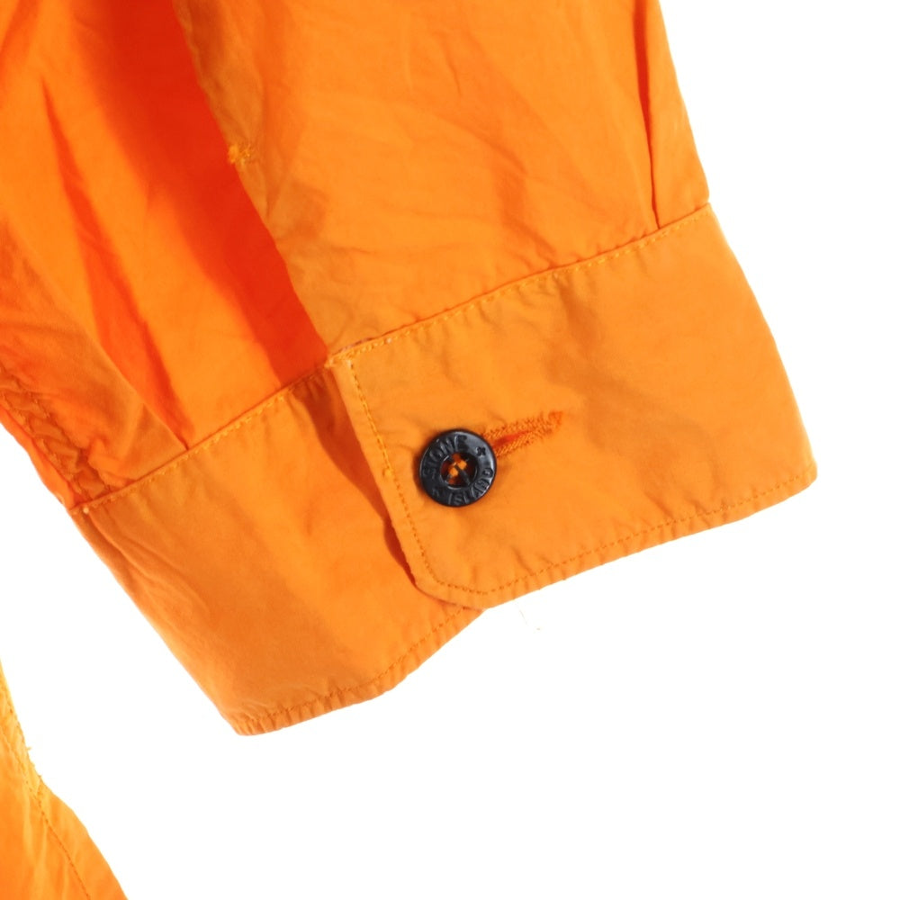 STONE ISLAND(ストーンアイランド) 04SS ロゴ刺繍 2ポケット ジップアップ 長袖シャツジャケット オレンジ 40151801