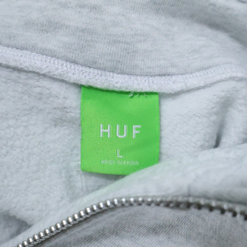 HUF(ハフ) DRAFT PICK HALF ZIP FLEECE ハーフジップ トレーナー スウェット 刺繍ロゴ グレー