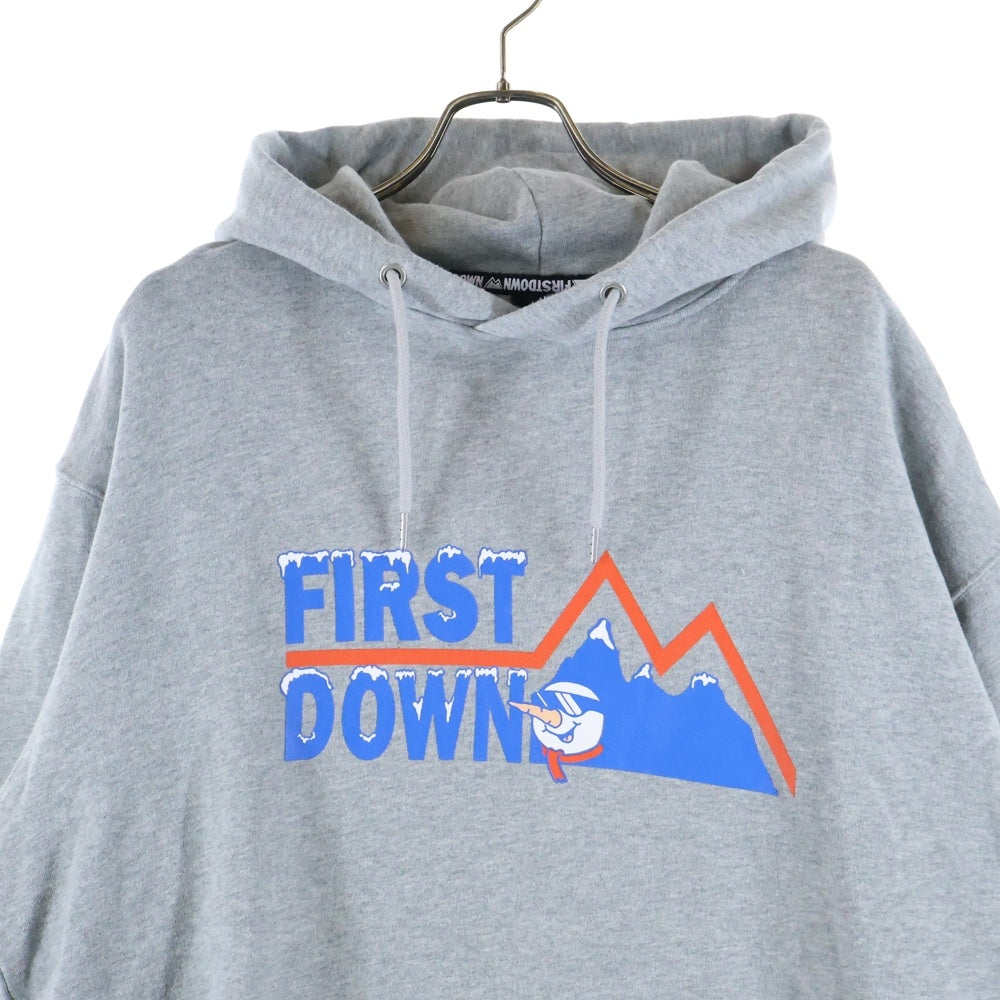 FIRST DOWN(ファーストダウン) フロントロゴ プリント プルオーバーパーカー コットン グレー