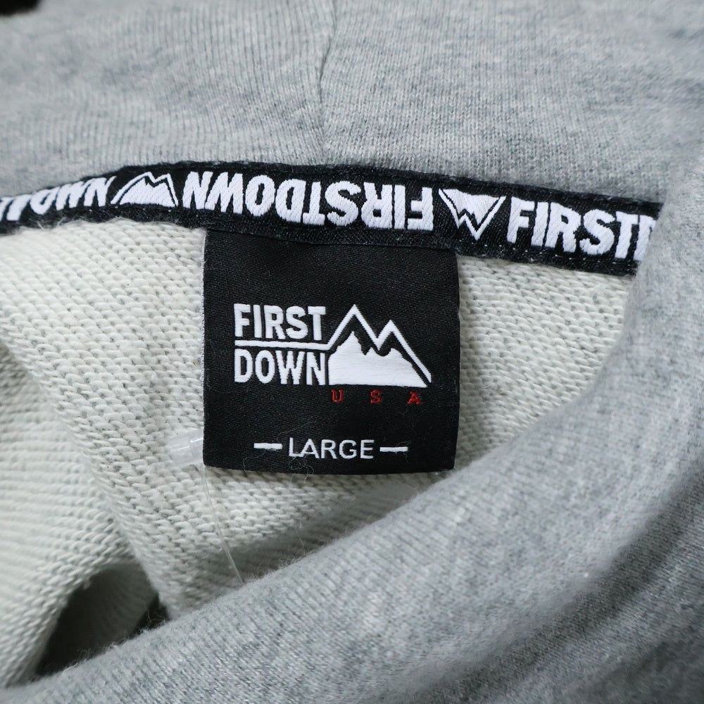 FIRST DOWN(ファーストダウン) フロントロゴ プリント プルオーバーパーカー コットン グレー