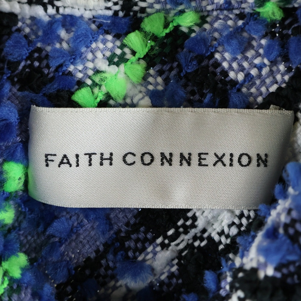 FAITH CONNEXION(フェイスコネクション) ファンシーヤーン ツイードシャツ 長袖シャツ ブルー/グリーン EMW21244