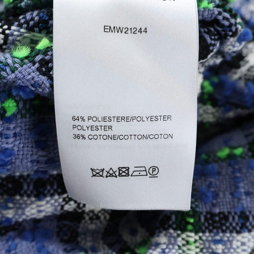 FAITH CONNEXION(フェイスコネクション) ファンシーヤーン ツイードシャツ 長袖シャツ ブルー/グリーン EMW21244