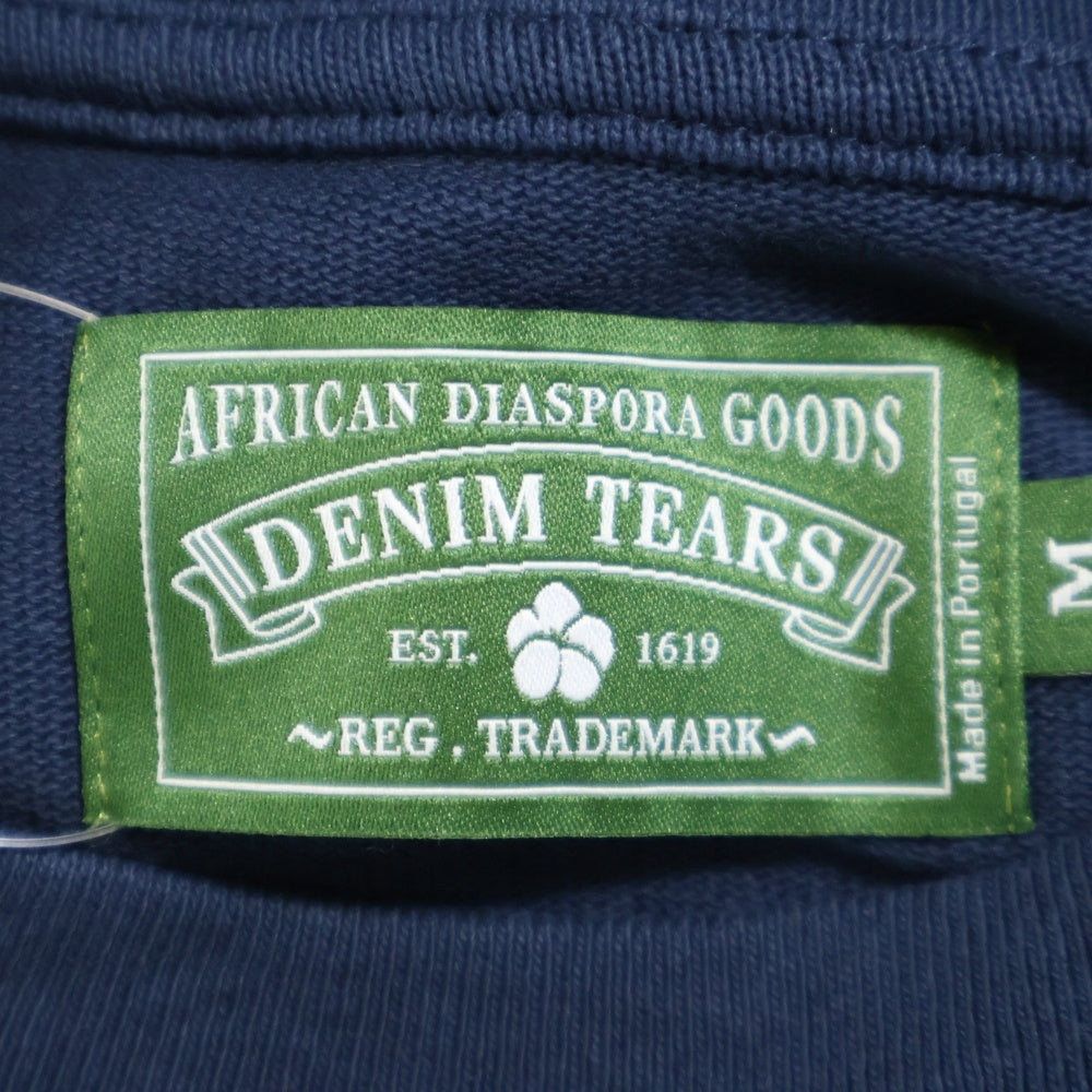 DENIM TEARS(デニムティアーズ) CREW NECK SWEAT SHIRTS クルーネック スウェットシャツ 総柄 ネイビー