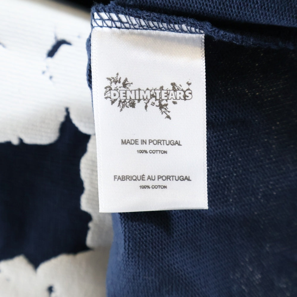 DENIM TEARS(デニムティアーズ) CREW NECK SWEAT SHIRTS クルーネック スウェットシャツ 総柄 ネイビー