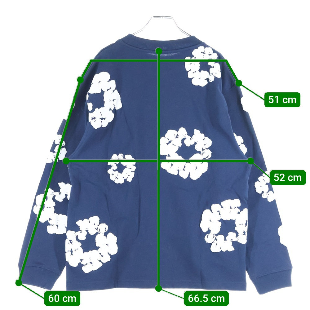 DENIM TEARS(デニムティアーズ) CREW NECK SWEAT SHIRTS クルーネック スウェットシャツ 総柄 ネイビー