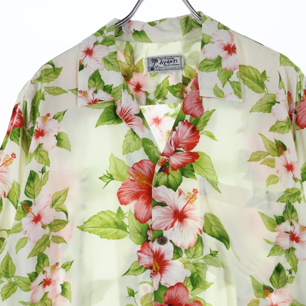 VINTAGE(ヴィンテージ) MADE in HAWAII ハワイ レーヨン アロハ半袖シャツ ハイビスカス総柄 マルチカラー
