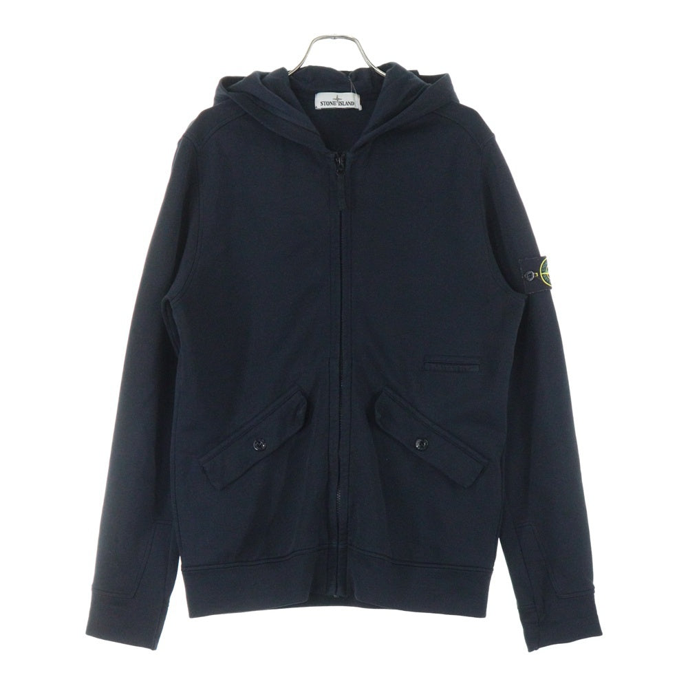 STONE ISLAND(ストーンアイランド) Logo Patch Hoodies 6315607Q5 ロゴパッチ ジップアップフーディー スウェットパーカー ブラック