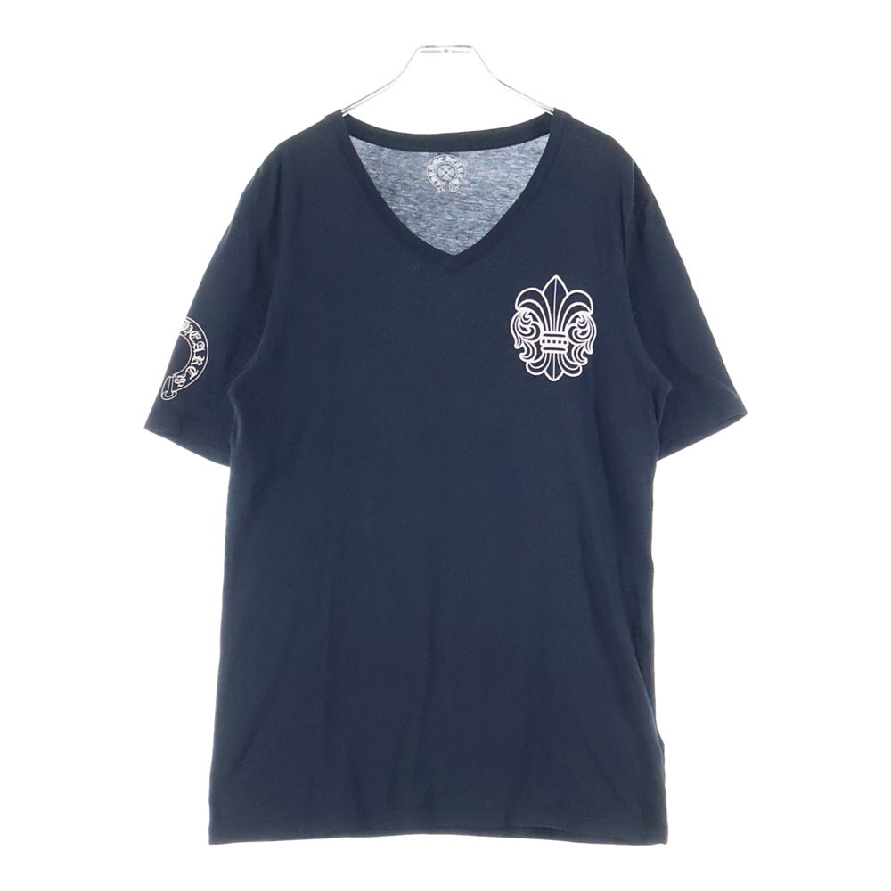 CHROME HEARTS(クロムハーツ) BSフレア プリント Vネック 半袖Tシャツ カットソー ブラック/ホワイト