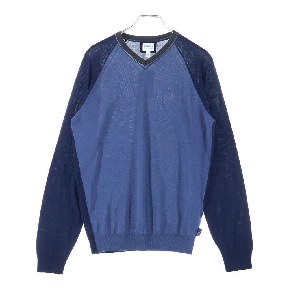 ARMANI COLLEZIONI(アルマーニ コレツィオーニ) コットン Vネック ライトセーター ニット ネイビー 3XCM34 CM37Z