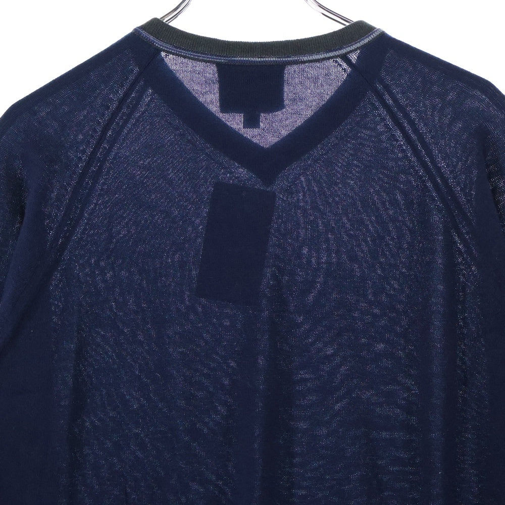 ARMANI COLLEZIONI(アルマーニ コレツィオーニ) コットン Vネック ライトセーター ニット ネイビー 3XCM34 CM37Z