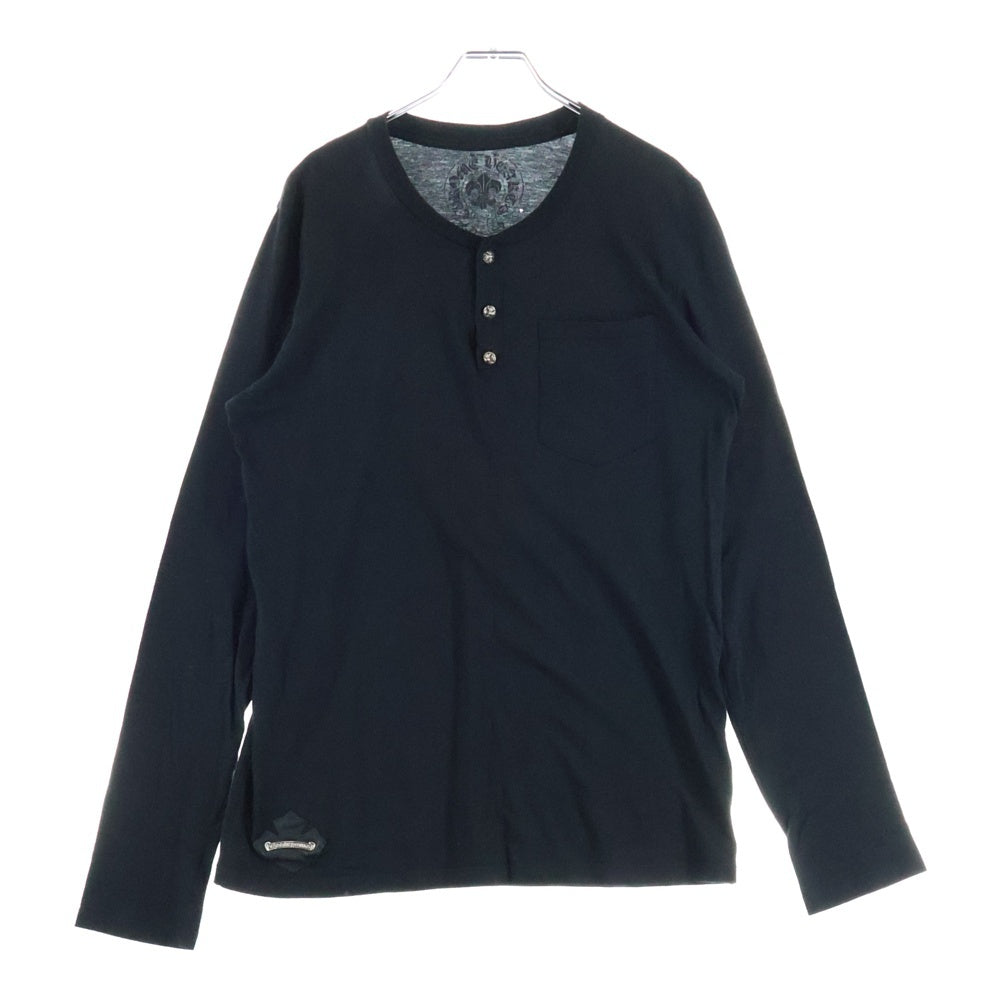 CHROME HEARTS(クロムハーツ) HENRY L/S T-SHIRT CRS PATCH CHプラスボタン ヘンリーネック ロングスリーブ 長袖Tシャツ ブラック