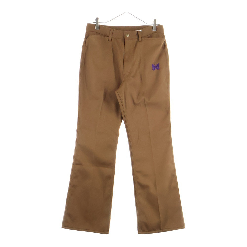 Needles(ニードルス) ロゴ刺繍 ブーツカット コットン フレアパンツ ブラウン 0T188