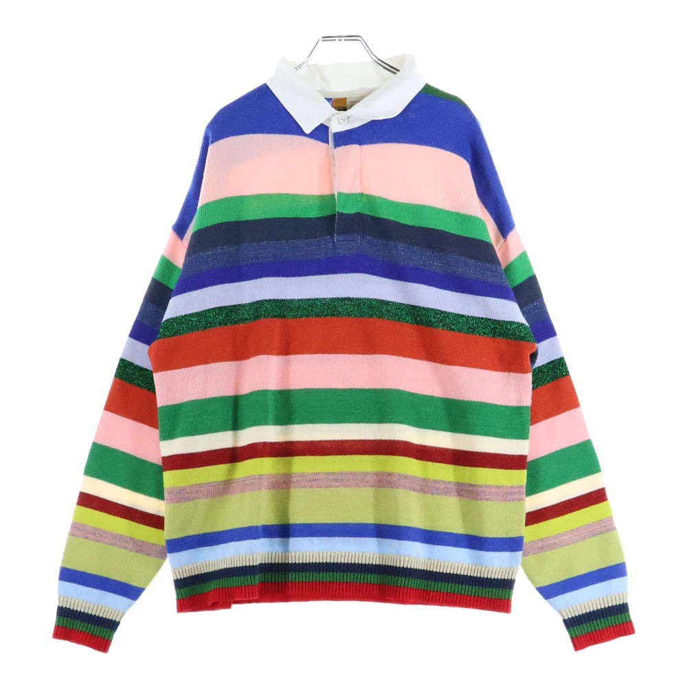 SAINT MICHAEL(セントマイケル) 24SS RGR SHIRT BORDER ボーダー長袖ポロニット マルチカラー SM-YS8-0000-C47