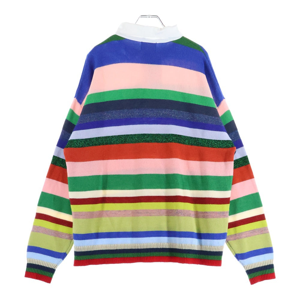 SAINT MICHAEL(セントマイケル) 24SS RGR SHIRT BORDER ボーダー長袖ポロニット マルチカラー SM-YS8-0000-C47