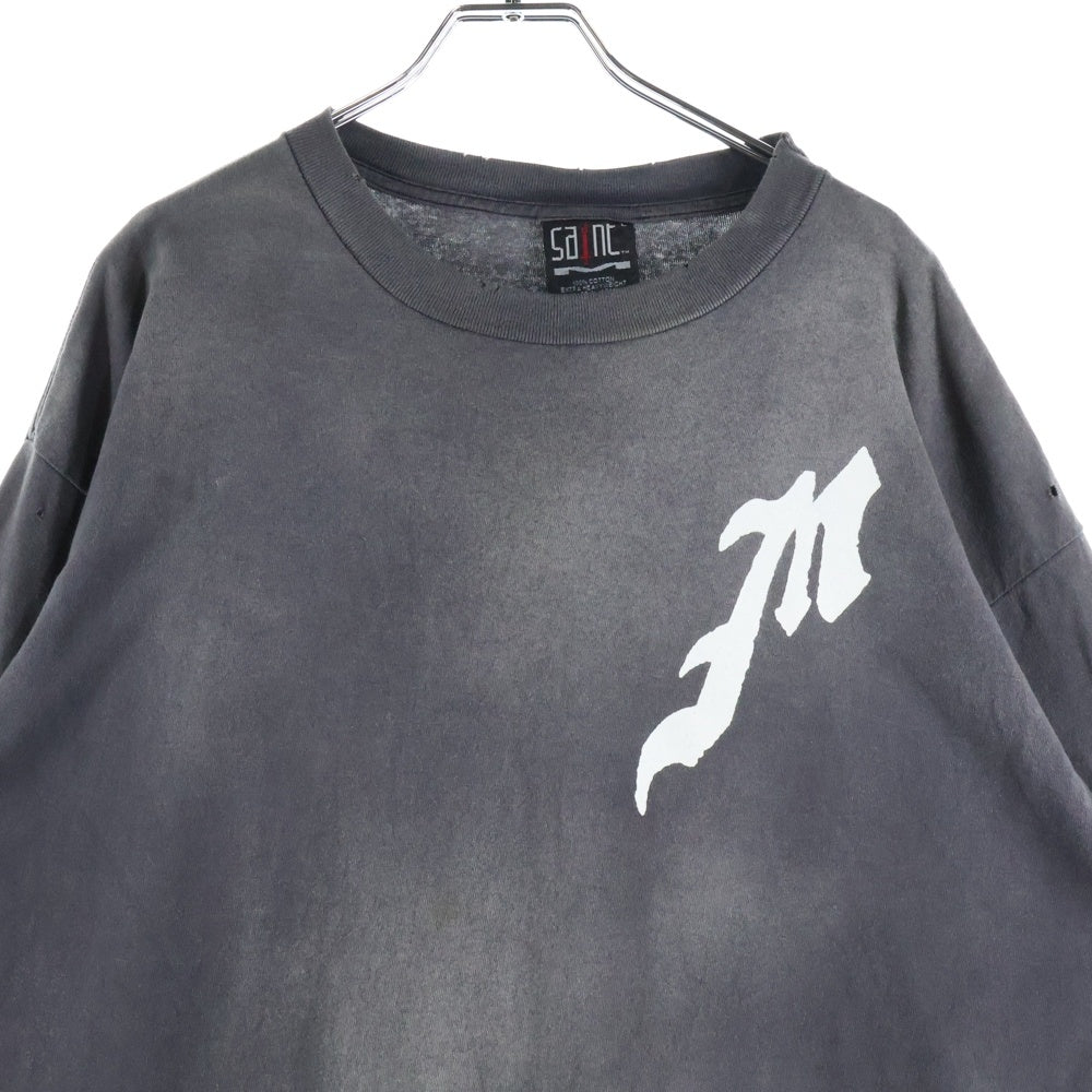 SAINT MICHAEL(セントマイケル) 24SS L/S TEE ヴィンテージ加工 ロングスリーブTシャツ 長袖Tシャツ グレー SM-YS8-0000-015