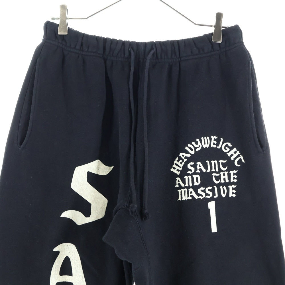SAINT MICHAEL(セントマイケル) 24AW SWEAT PANTS IT'S SAINT BLACK フロントプリント スウェットパンツ ブラック SM-YS1-0000-049