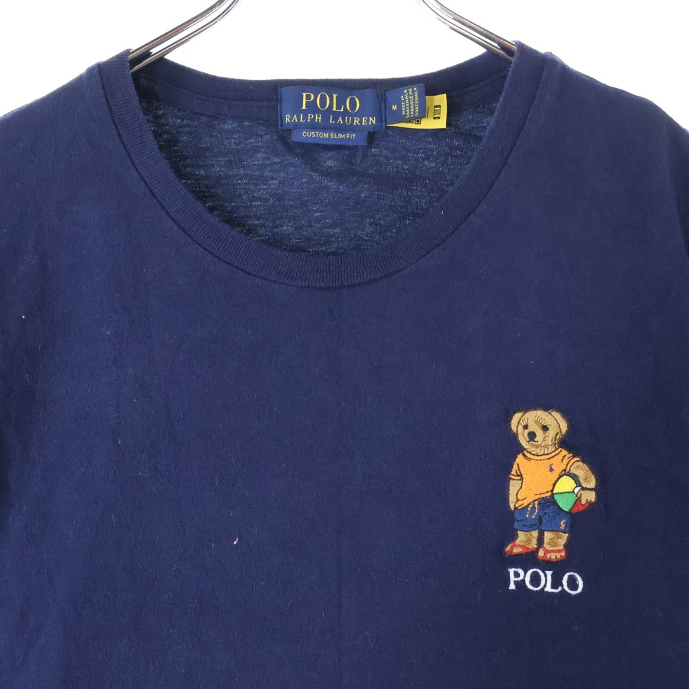 POLO RALPH LAUREN(ポロラルフローレン) SHORT SLEEVE T-SHIRT フロント刺繍ロゴ 半袖Tシャツ カットソー ネイビー SSCNCMSLM4
