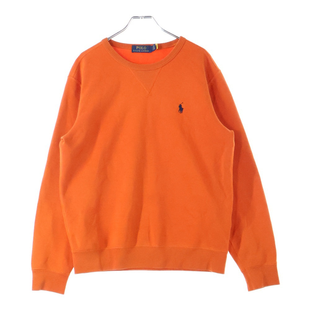 POLO RALPH LAUREN(ポロラルフローレン) LONG SLEEVE-SWEATSHIRT フロント刺繍ロゴ クルーネックスウェット トレーナー オレンジ LSCNM6