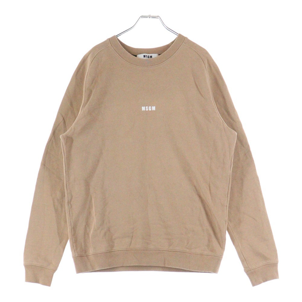 MSGM(エムエスジーエム) フロントロゴ プリントクルーネックスウェット トレーナー ベージュ 2740MM69