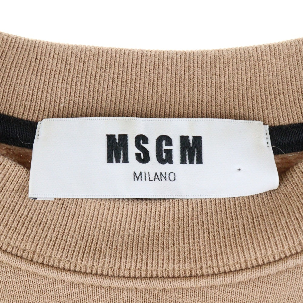 MSGM(エムエスジーエム) フロントロゴ プリントクルーネックスウェット トレーナー ベージュ 2740MM69