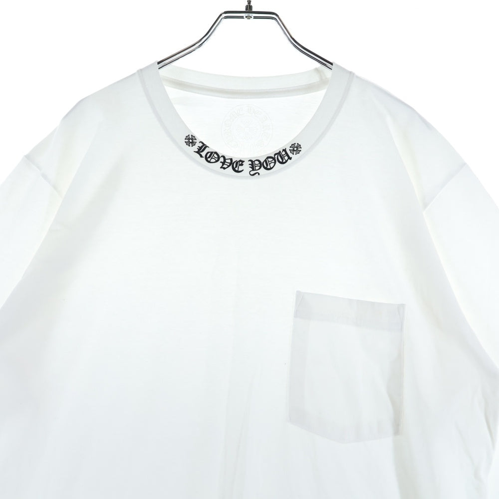 CHROME HEARTS(クロムハーツ) CH LOVE YOU NECK LOGO POCKET TEE ラブユー ネックロゴ 半袖Tシャツ ポケットT ホワイト