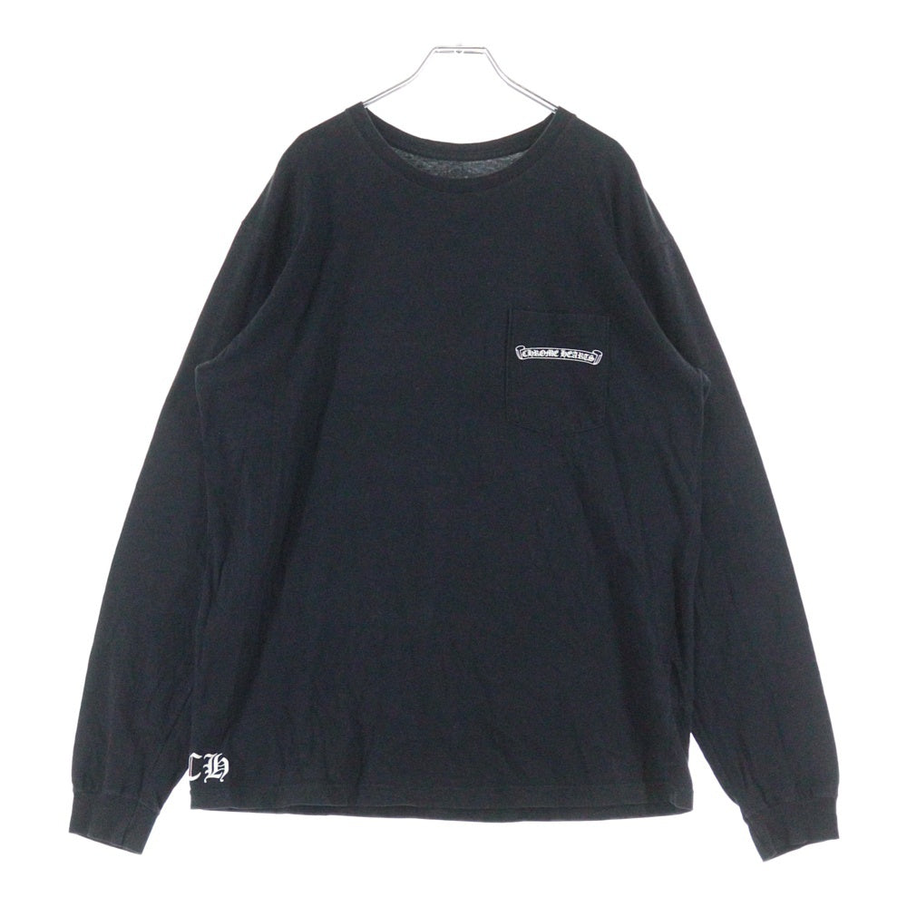 CHROME HEARTS(クロムハーツ) BACK CH CROSS CHプラス スクロールラベル バックプリント 長袖Tシャツ カットソー ブラック