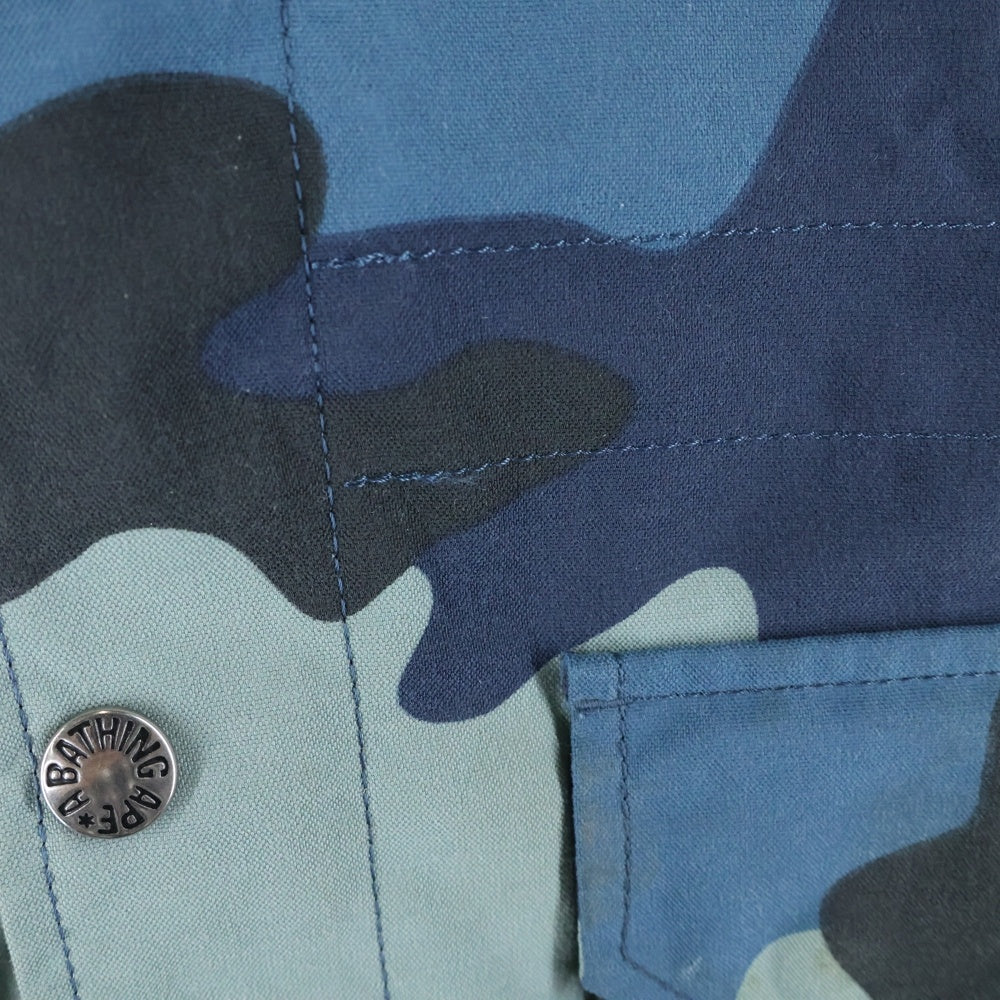 A BATHING APE(アベイシングエイプ) CAMO マウンテンパーカー ジャケット 迷彩 カモ柄 ナイロン 001HJ9601034 ブルー