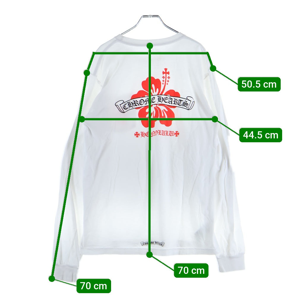 CHROME HEARTS(クロムハーツ) Honolulu Limited Back Scroll Logo L/S Tee ホノルル限定バックスクロールロゴロングスリーブTシャツ 長袖カットソー ロンT 胸ポケット ホワイト/レッド