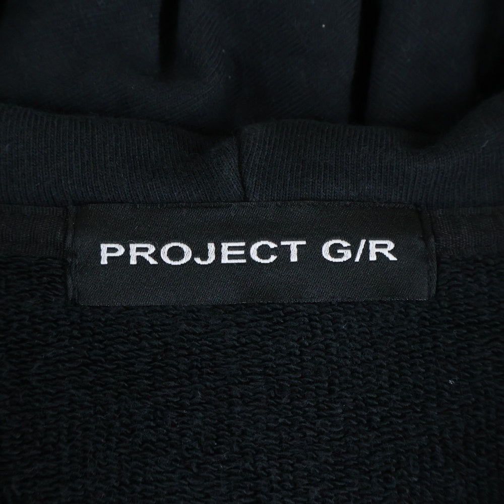 PROJECT G/R(プロジェクトジーアール) 24AW ZYGON HOODIE ダメージ加工 スウェット プルオーバーパーカー フーディー ブラック