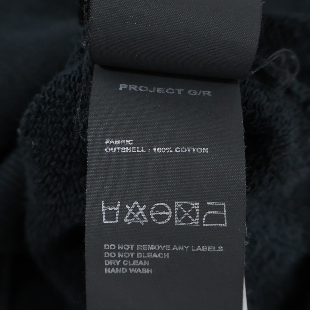 PROJECT G/R(プロジェクトジーアール) 24AW ZYGON HOODIE ダメージ加工 スウェット プルオーバーパーカー フーディー ブラック