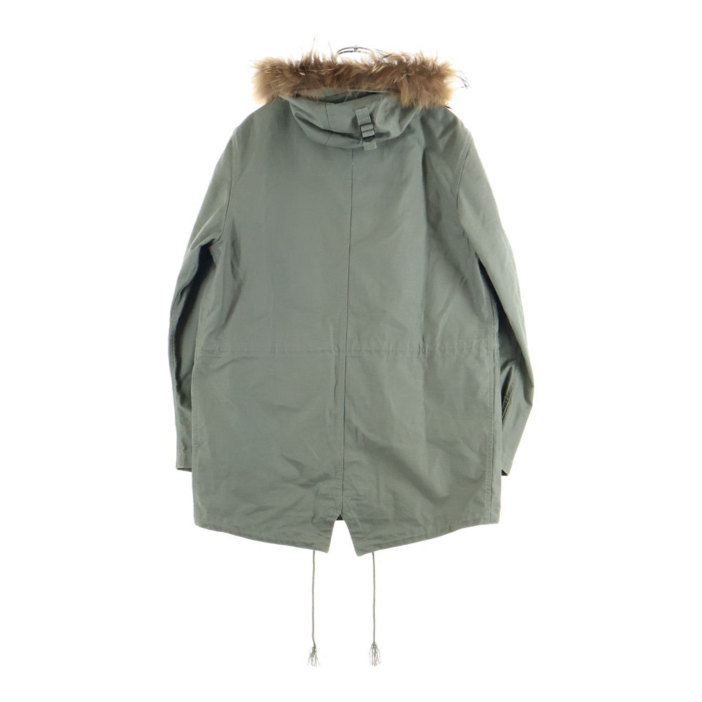 STUSSY(ステューシー) ファー付き アームワッペン ジップアップ モッズコート カーキ