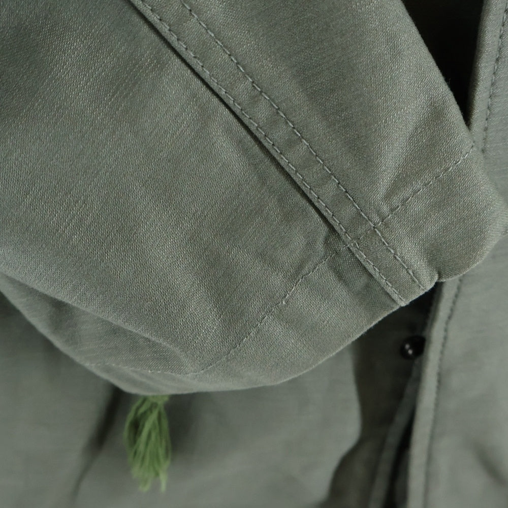 STUSSY(ステューシー) ファー付き アームワッペン ジップアップ モッズコート カーキ