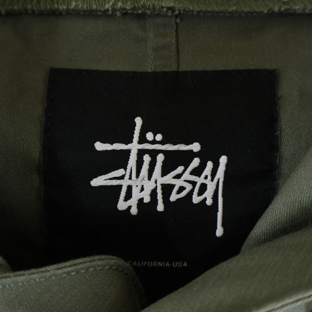 STUSSY(ステューシー) ファー付き アームワッペン ジップアップ モッズコート カーキ
