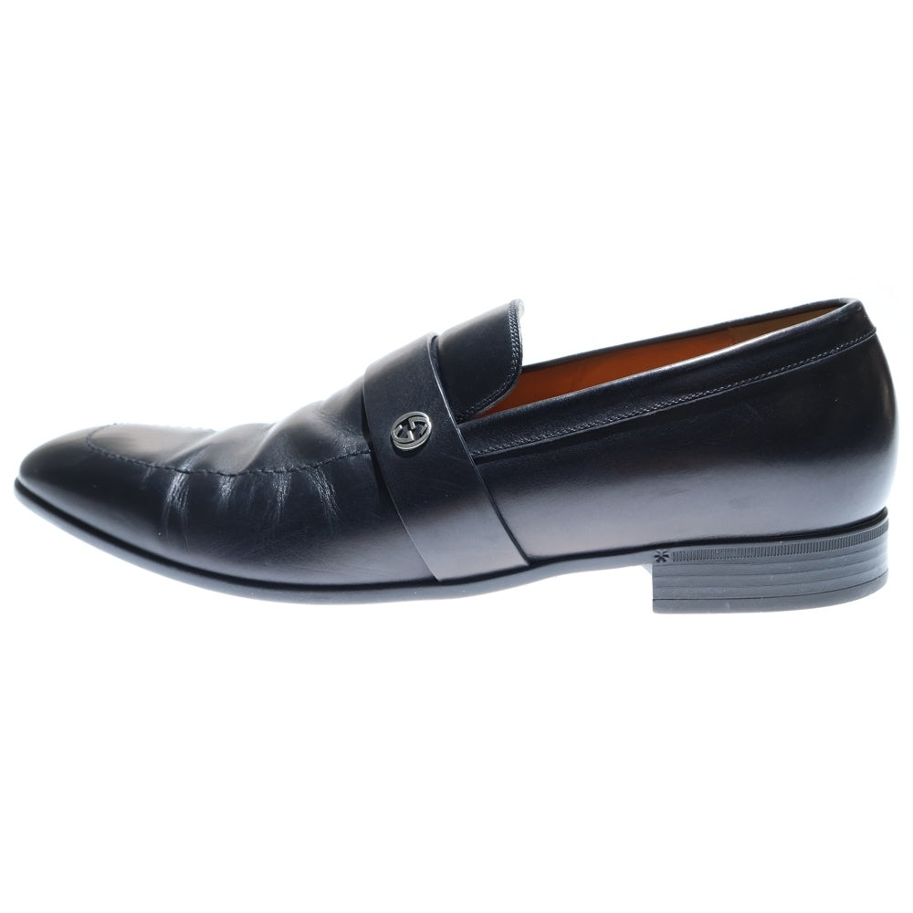 GUCCI(グッチ) Leather GG Loafers GGロゴ インターロッキング ローファー スリッポン ブラック 7/25.0~26.0cm