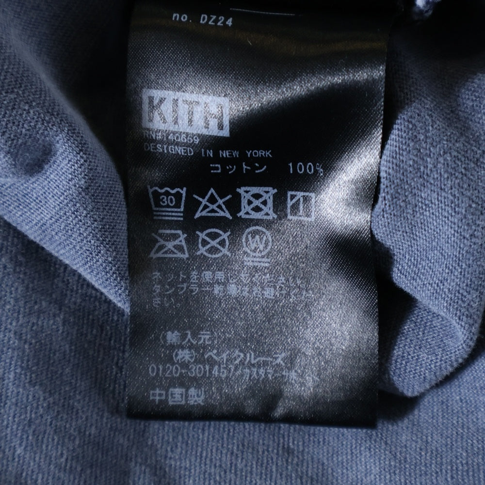KITH(キス) ×Russell フロントロゴ刺繍 クルーネック 長袖カットソー コットン ブルー 21-070-060-0014-3-0