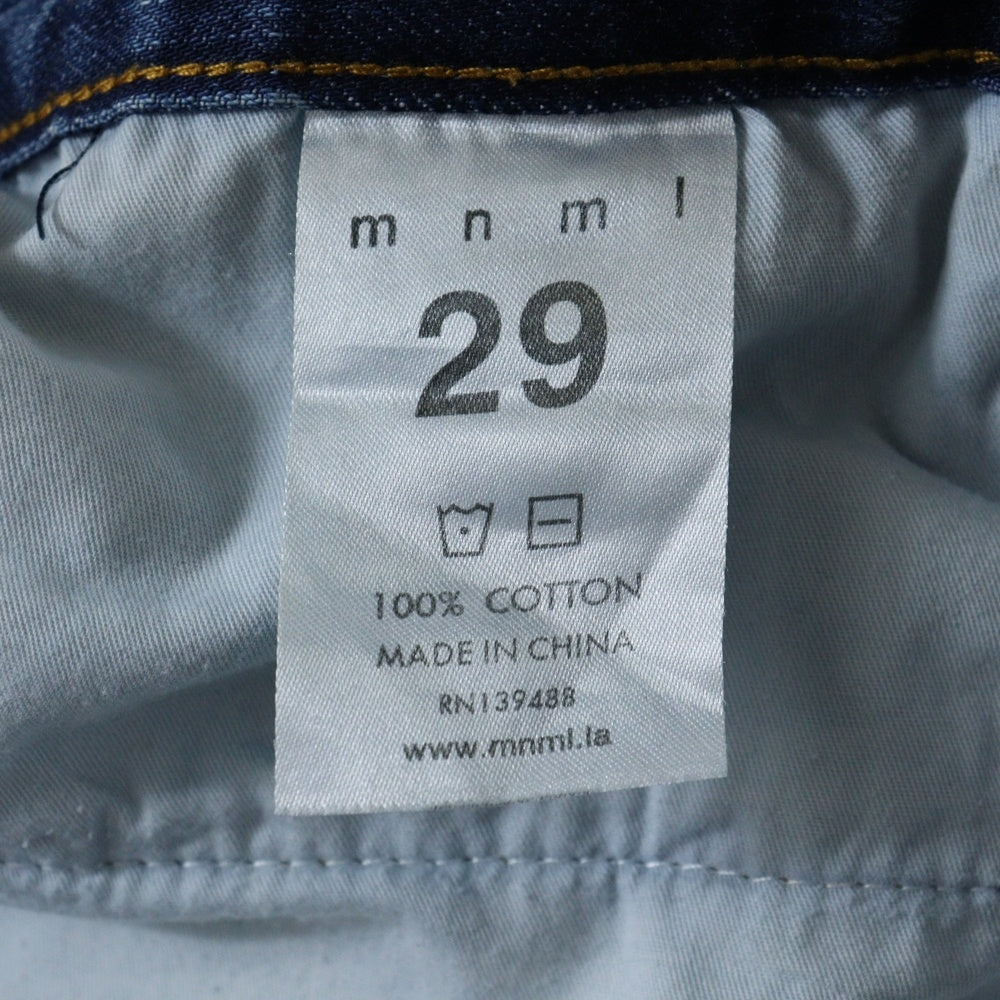 MNML(ミニマル) ペイント加工 スキニーデニムパンツ インディゴ