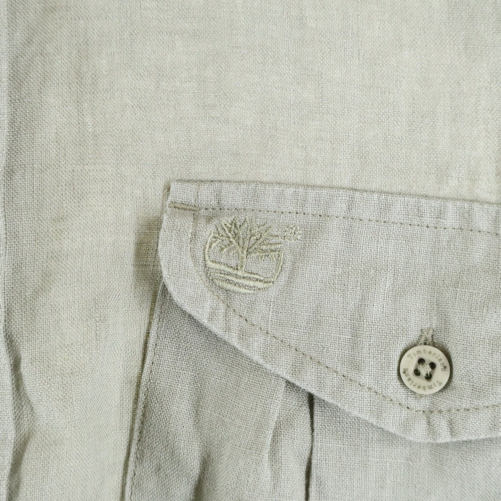 Timberland(ティンバーランド) 刺繍ロゴ コットン ポケット半袖シャツ カーキ