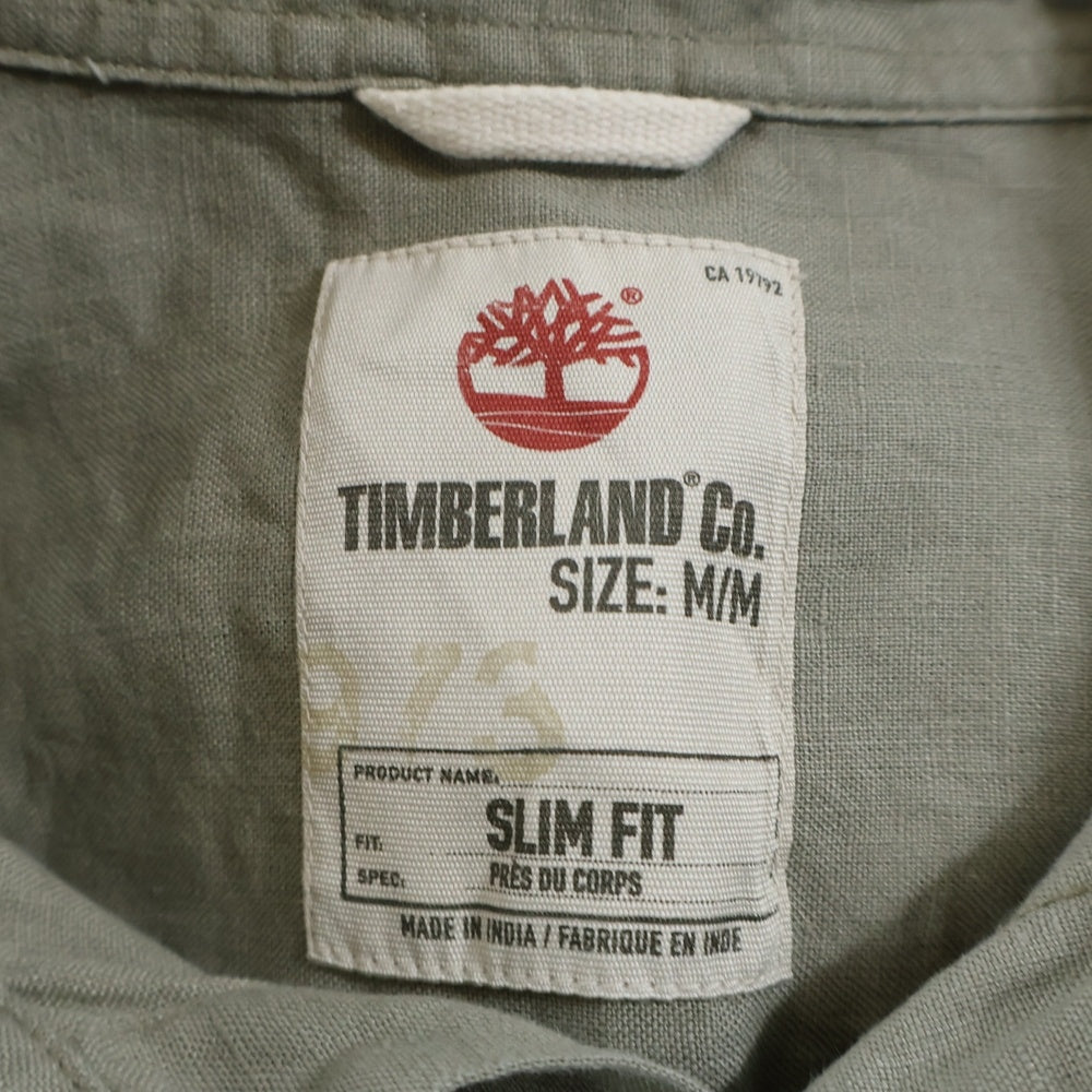 Timberland(ティンバーランド) 刺繍ロゴ コットン ポケット半袖シャツ カーキ