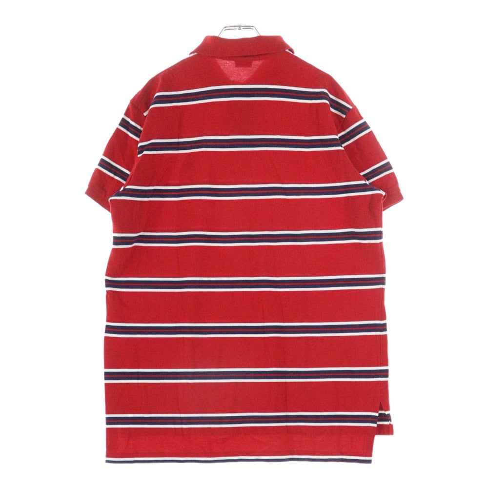 POLO RALPH LAUREN(ポロラルフローレン) 刺繍ロゴ コットン ボーダーポロシャツ 半袖シャツ レッド
