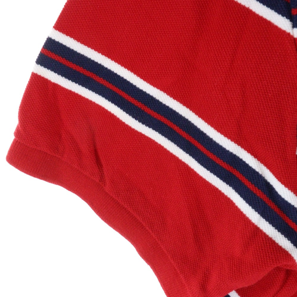 POLO RALPH LAUREN(ポロラルフローレン) 刺繍ロゴ コットン ボーダーポロシャツ 半袖シャツ レッド