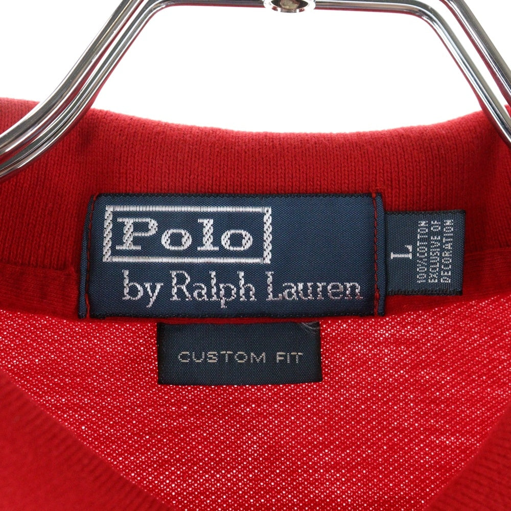 POLO RALPH LAUREN(ポロラルフローレン) 刺繍ロゴ コットン ボーダーポロシャツ 半袖シャツ レッド