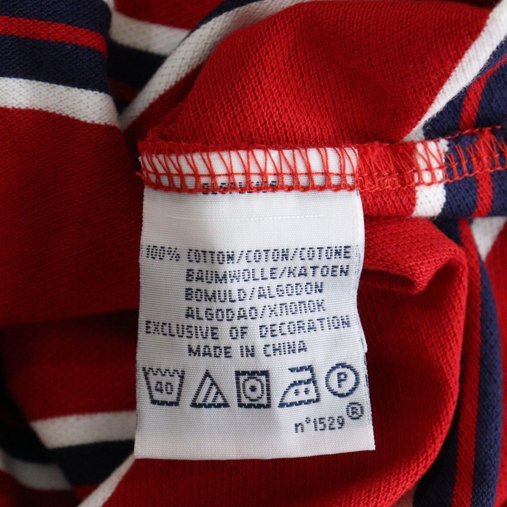 POLO RALPH LAUREN(ポロラルフローレン) 刺繍ロゴ コットン ボーダーポロシャツ 半袖シャツ レッド